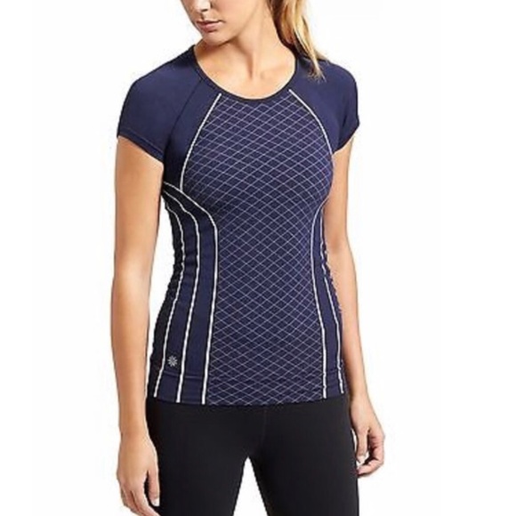 Athleta Tops - Athleta Finish Fast Line Tee Top Navy Blue Size S